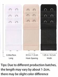 3件装弹性文胸肩带延长器，2/3/4钩，可调节舒适文胸延长带 - 多色 - 查看 2