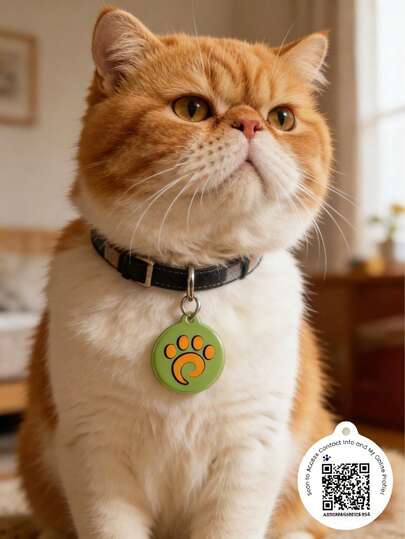  PAWDUCT QR Code Pet ID Tag - Free Online Profile No Subscription, Instant Scan To Contact Pet Tag,Suitable For Dog & Cat , Pet Name & Phone Number Protection,Scan To Locate,Pet Location,Pet Products,Cute Pet ID Card