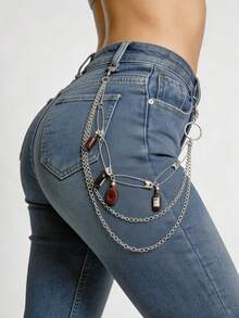 1 chiếc dây chuyền nhiều lớp bằng kim loại bạc với mặt dây chuyền hình chai, dây xích quần/túi xách, dây xích quần kim loại nhiều lớp, phong cách đường phố, phong cách hip hop, phong cách punk, dây xích kim loại, phụ kiện túi xách, móc khóa, phụ kiện thời trang, unisex, phong cách Y2K cá tính, phong cách công nghiệp, phong cách retro, quà tặng độc đáo/quà sinh nhật/quà ngày lễ Thánh Patrick, dây xích đeo thắt lưng. - Ghim cài áo + chai rượu - Xem 3