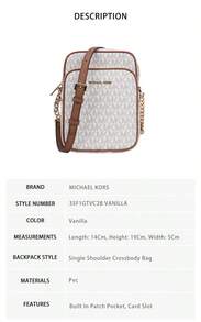 Michael Kors Jet Set Travel Printed Women's Single Shoulder Crossbody Bag 35F1GTVC2B VANILLA - 香草色印花35F1GTVC2B VANILLA - 查看 8