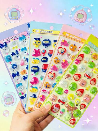 3D立体浮雕贴纸装饰画，透明卡通水晶贴纸。适用于装饰手机、笔记本电脑、行李箱、杯子、滑板、笔记本和吉他。是日常使用、儿童生日礼物、返校准备、旅行配件套装和青少年房间装饰的理想之选——这是动漫迷、涂鸦爱好者和饰品爱好者中最受欢迎的DIY贴纸套装。
