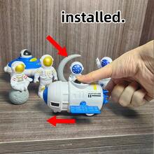 Space Theme Toy Car With Press Function, Includes Space Station, UFO Toy Car And Astronaut, Suitable As Birthday Gift For Boys - White - View 13