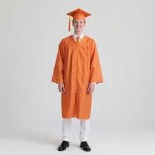 2026 Unisex Matte Graduation Gown And Cap Set With Tassel For Middle High School Bachelor - Orange - View 6