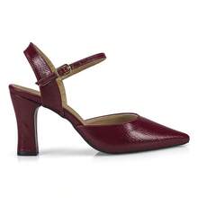 Women's Pointed Toe Dress Pump With Buckle And Block Heel 8588 - Redwood - View 2
