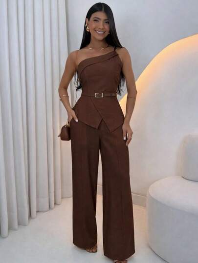 Conjunto feminino de luxo elegante terno social trabalho festa chique conjunto com cinto promoções