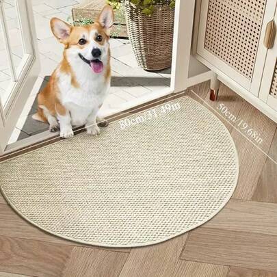 1 قطعة سجادة باب بتصميم نصف دائري بشكل أناناس، من مواد بيج، سجادة أرضية زخرفية مناسبة للمدخل والغرفة والمطبخ والحمام، سجادة ترحيب للباب الأمامي