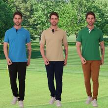Kit 3 Men's Premium Polo Collar Shirts S M L XL Short Sleeve Casual Comfort ROBLES - 駝色 - 查看 9