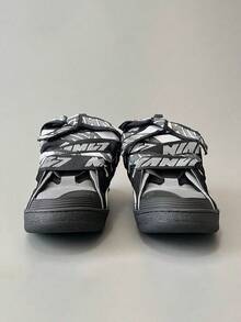 1 đôi giày thể thao kiểu retro, giày bệt cổ thấp, thích hợp làm quà tặng, đi học, chạy bộ, cho học sinh. - màu đen - Xem 3