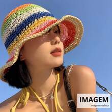 Women's Crochet Bucket Hat, Summer Beach Casual Fashion, Boho Chic, Sun Protection - Green - View 6