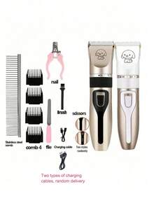 专业狗狗美容套装，静音狗狗电推剪套装，USB充电无线宠物美容工具，适用于猫狗 - 彩色 - 查看 16