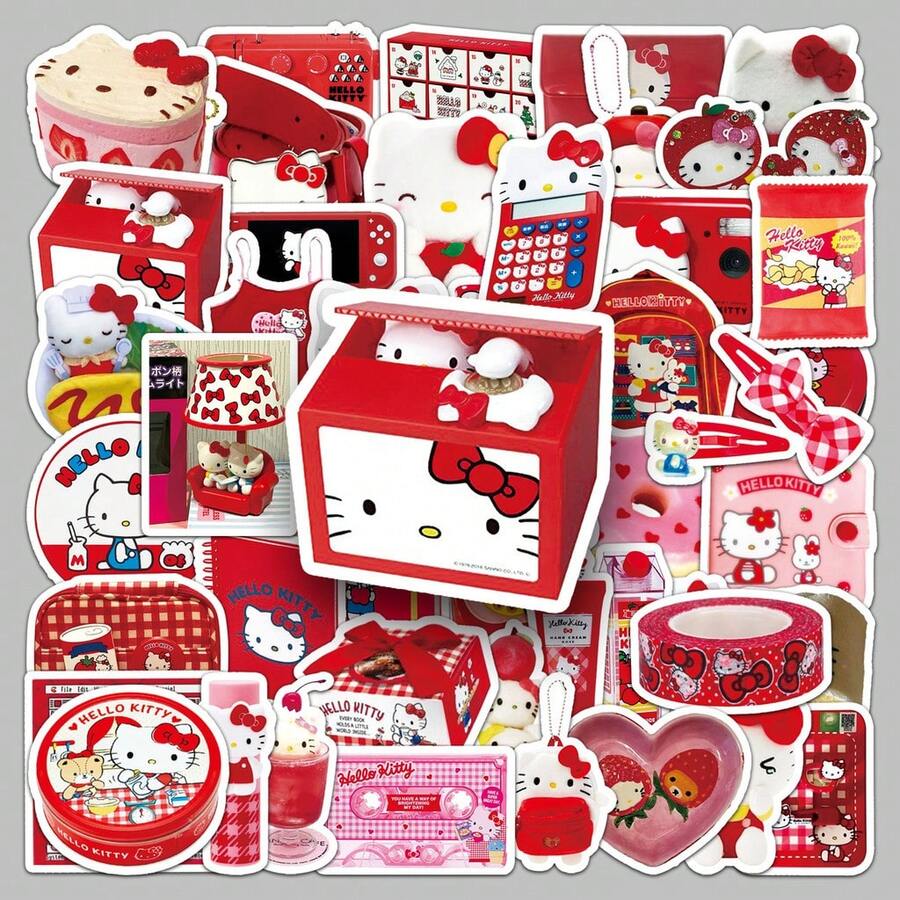 50Pcs Hello Kitty INS Style Stickers - Cute Sanrio Creative Decor For Journal/Phone Case - 50PCS - View 1
