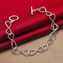 925 Sterling Silver Plated 8 Inches Simple Classic Bracelet For Women Men Charm Fashion Wedding Party Gift Jewelry - Silver - View 5