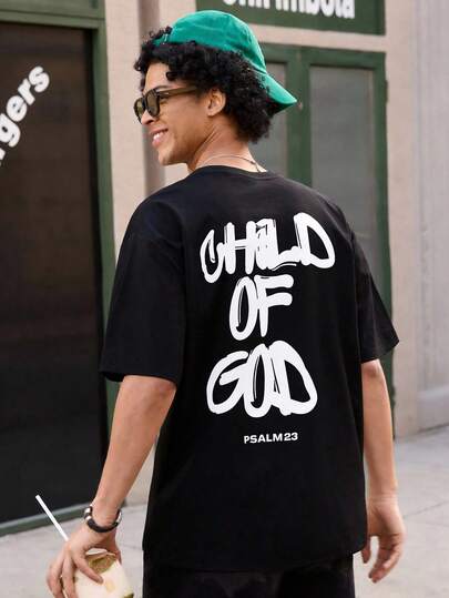 Open Phase 男士时尚街头图案印花宽松黑色短袖 T 恤