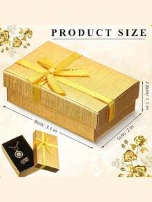 小型空白首饰礼盒，批发首饰包装盒，带蝴蝶结的纸质首饰盒，适用于戒指、项链、耳环、手镯和其他首饰 - 黑色 - 查看 7