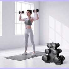 Dumbbell Set With Carry Rack – 1kg 2kg 3kg Weights For Home Workouts - Black - View 4