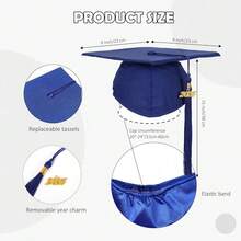 2026 Unisex Matte Graduation Gown And Cap Set With Tassel For Middle High School Bachelor - Royal Blue - View 5