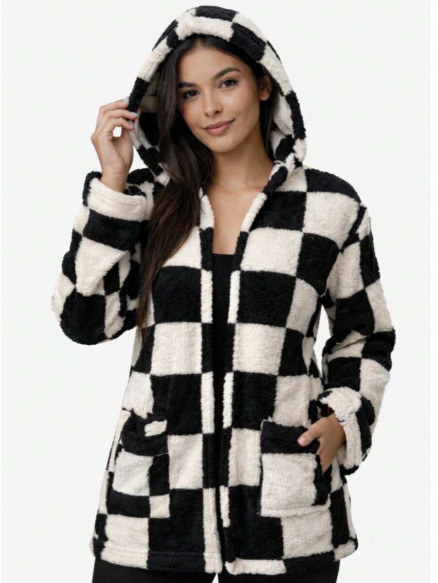 Women's Teddy Animal Print Hooded Jacket – Leopard Style With Fur Pockets - Everyday Wear - ZADREX - View 1