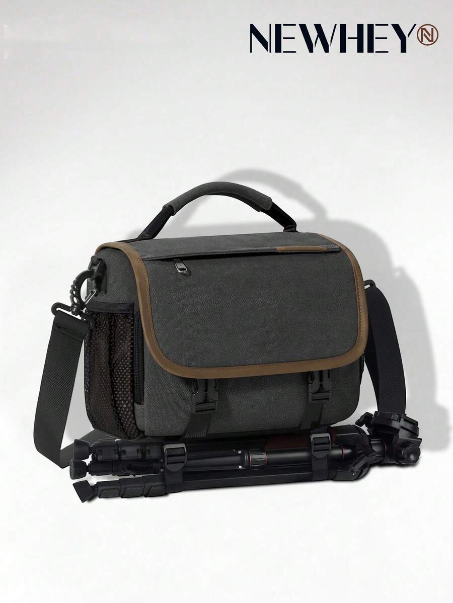 NEWHEY Professional DSLR/Mirrorless Camera Crossbody Bag, Small Camera Bag With Customizable Dividers, Tripod Holder And Rain Cover, Suitable For Photographers Travel Use