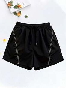 Pantalones cortos casuales de verano para mujer con diseño 3D suelto, diseño versátil que estiliza y favorece las piernas - Negro - Ver 1