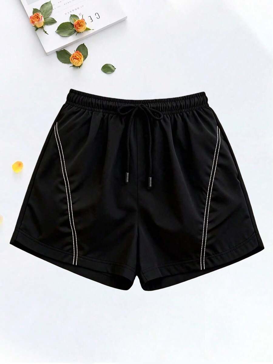 Pantalones cortos casuales de verano para mujer con diseño 3D suelto, diseño versátil que estiliza y favorece las piernas - Negro - Ver 1