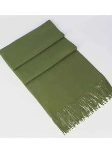 MilyModa Women's Faux Cashmere Scarf, Thin Winter Scarf, 150g With Fringe - Verde musco - Xem 5