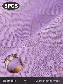 MEIYATING 3条装女士高腰蕾丝内裤，收腹提臀，镂空花卉性感内衣 - 彩色 - 查看 4