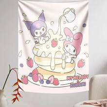 1 Tấm tranh treo tường hình bánh kếp My Melody & Kuromi, dâu tây và siro, trang trí bữa sáng dễ thương kiểu Sanrio cho phòng ngủ và ký túc xá. - Nhiều màu - Xem 3