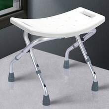 Asiento de Ducha Ajustable con Cojín EVA, 3 Niveles de Altura, Almohadillas Antideslizantes, Capacidad de Carga de 158.76KG - Diseño Trapecio Robusto, Blanco Elegante - Ideal para Personas Mayores, Mujeres Embarazadas y Discapacitados, Silla de Baño en el Cuarto de Baño, Muebles de Baño Estilosos, Diseño Antideslizante Regalos de Navidad/Regalos de Halloween, Silla de baño ajustable, plegable, antideslizante, soporte resistente con estructura duradera, fácil almacenamiento para segurid - A - Ver 7