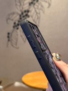 1pc Full Back Rose Flower Pattern Printed Phone Case, Precise Camera Cutout, Anti-Drop Thick Black Phone Cover Compatible With Android Galaxy A55/A15, Galaxy S21, S22, S23 FE, S24 Plus, S25 Ultra, /, SMART 8 Pro, Honor, One Plus - Black - View 5