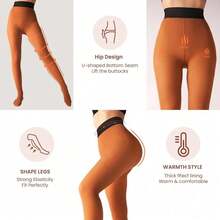 Fleece Lined Tights Sheer Women - Fake Translucent Warm Pantyhose Leggings Sheer Thick Tights For Winter - nâu sẫm - Xem 2