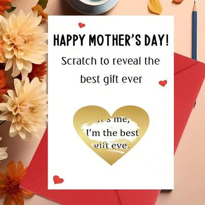 بطاقة فرك مثيرة للاهتمام ليوم الأم مع مغلف، كشف عن هدية خاصة ليوم الأم بطاقة تحية تفاعلية، افتح المفاجأة ببطاقة إعلان من الابن/البنت