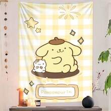 SANRIO 1件三丽鸥布丁狗挂毯，星形和钻石图案，美观的墙面装饰，柔软的涤纶布，适用于卧室和派对背景。 - 彩色 - 查看 1
