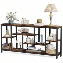 Tribesigns Console Hallway, 180 Cm Extra Long Console Table Behind Couch With Storage Shelves, 5-Tier Industrial Entryway Hallway EntranceTable For Living Room, Rustic Brown - Rustic Brown - 查看 8