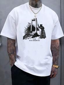 Suicideboy Era Tour Graphics Print T-Shirts For Men Harajuku Hip Hop Rock Style T Shirts Unisex Fashion Oversized Street T Shirt Tee Comfortable Comfortable Streetwear,Suicideboy Skeleton Graphic 100% Cotton Print T-Shirt,Halloween Funny Graphic, Sports Leisure Tee,Soft Cotton - 白色1 - 查看 1