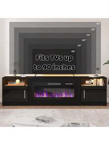 [2 Packages Shipping]80inch Fireplace TV Stand For TVs Up To 90", TV Stand With 36" Electric Fireplace,Entertainment Stand With Fireplace LED Light - Xem 5