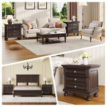 Fully Assembled Solid Wood Nightstand With 2 Storage Drawers, 26" Extra Large Traditional Bedside Cabinet For Bedroom - Dark Brown - View 9