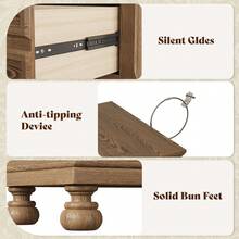 Fully Assembled Solid Wood Nightstand With 2 Storage Drawers, 26" Extra Large Traditional Bedside Cabinet For Bedroom - Nâu nhạt - Xem 7
