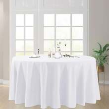 Khăn trải bàn tròn Centerpieces, khăn trải bàn tròn màu trắng trang nhã, khăn trải bàn tròn bằng polyester, không đường may, phù hợp với bàn tròn, vải có thể giặt, thích hợp cho tiệc buffet, bàn ăn, bàn cà phê, tiệc tùng, sinh nhật, quán cà phê, tiệc chiêu đãi, dã ngoại, cắm trại, tiệc nướng BBQ, trong nhà, ngoài trời và sử dụng hàng ngày. - Nhiều màu - Xem 1