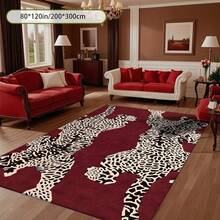 1pc Leopard Print Rug, Red Lips Rug, Pop Art Rug, Bold Statement Area Rug, Funky Living Room Decor, Animal Print Rug, Glamorous Home Rug, 84*60inch,Perfect Choice For Christmas ,Stylish And High-Quality Rugs, Perfect For Christmas Decorations And GiftsHome Decor, The Best Choice For Gothic-Style Birthday Gifts - 彩色 - 查看 5