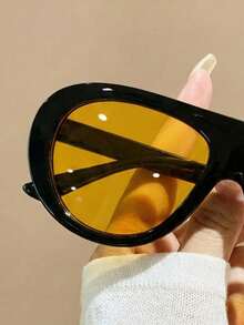 1 pereche de ochelari de soare cu ramă aviator portocalie, design inspirat de inspirație, cu farmec modern și retro, potriviți pentru fotografie stradală, ținute, vacanțe, călătorii și alte ocazii, accesoriu elegant - portocale - Vizualizare 3