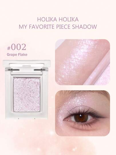 HOLIKA HOLIKA Mi sombra de ojos brillante favorita, 002 Migas de uva, textura de polvo ligera, compacto suave, color de larga duración, de bolsillo, aplicar con los dedos, sin apelmazamiento, retocar en cualquier momento, esencial para viajar, eficaz para reducir la hinchazón, maquillaje effortless de 5 minutos, cosméticos coreanos, K-Beauty, 1.8g/0.06oz