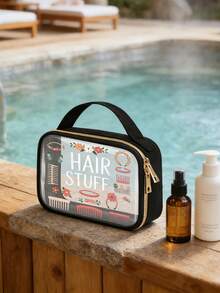 PVC材质手提洗漱包，拉链封口设计，优雅金属拉链，轻便耐用，不褪色，适合女性和女孩用作化妆包和洗漱包，易于清洁，时尚实用，是旅行、度假、返校和学习的必备单品。 - 彩色 - 查看 6