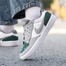 Nike 男子SB FORCE 58經典復古低筒運動休閒滑板鞋 - 白色/灰色/綠 色 - 查看 12
