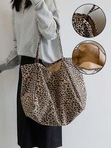 Large Leopard Print Tote Bag, High Capacity Shoulder Bag, Underarm Bag Essential For Commuting, Backpack, Large Capacity, Portable, Suitable For Teenagers, Women, College Students, White-Collar Workers, Perfect For Work, Back To School, Middle School, High School, University, Vacation, Etc., Leopard Print Bag, Animal Print Women's Bag, New Autumn/Winter Tiger Print Women's Wallet, Holiday - 彩色 - 查看 8