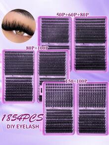 720/630/504 Cluster False Eyelashes, Personal Eyelash Book, High Capacity False Eyelashes, 8-16mm Mixed Length Eyelash Set, Beginner DIY Home Eyelash Extension Kit, Eyelash Cluster, Individual False Eyelashes, Suitable For Daily Commute, Dates, Music Festivals, Enlarging Eyes - D - View 2