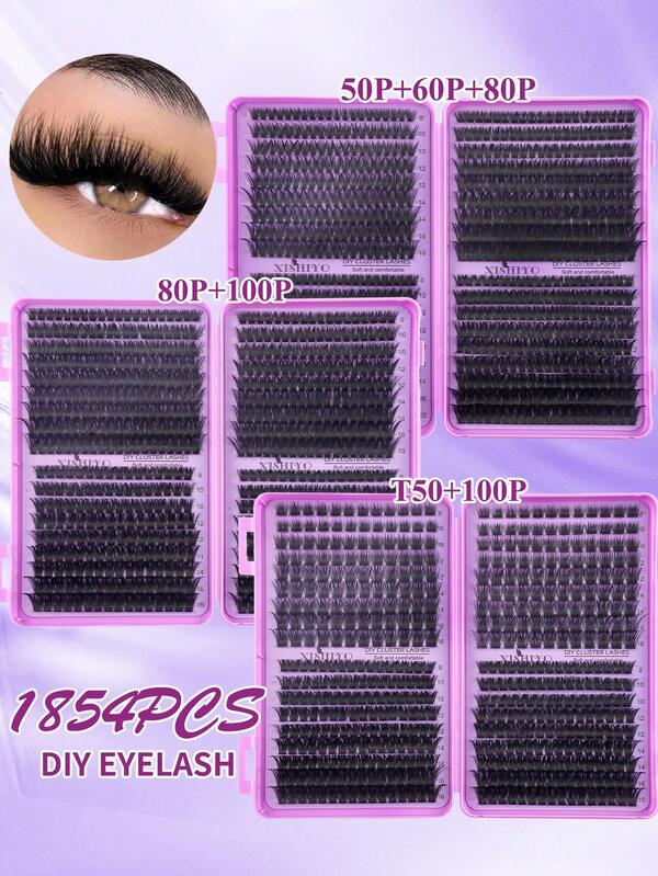 720/630/504 Cluster False Eyelashes, Personal False Eyelash Book, High Capacity False Eyelashes, 8-16mm Mixed Length Eyelash Set, Beginner DIY Home Eyelash Extension Kit, Eyelash Cluster, Individual False Eyelashes, Suitable For Daily Commute, Dates, Music Festivals, Enlarges The Eyes