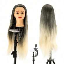 Styling Head Mannequin Doll, 24 Inch Synthetic Fiber Hair, Hairdresser Training Head For Salon Practice - Black Gold - View 2