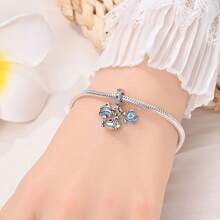 1pc 925 Silver-Plated Ocean Series Small Ship Binoculars With Starfish, Fish Tail Waves With Cubic Zirconia Diamonds, Sea Fish And Sea Turtle Robots, Glowing Jellyfish, Ship Steering Wheel, Whale, Shell, Starfish, Seahorse, Compass, Ship, Starfish DIY Quality Charms, DIY Creative Bracelet, Summer Ocean Romance, Exquisite Birthday, Valentine's Day And Other Holiday Gifts - Multicolor - View 7