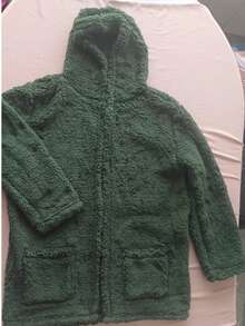 Simple Casual Party Woolen Fabric Fuzzy Coat Everyday Winter - Army Green - View 2