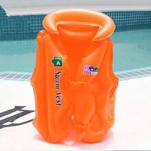 Chaleco inflable para niños,  Chaleco Salvavidas para Nadar, Chlaeco Flotador con hebilla Inflable para natación, picina - Naranja - Ver 3